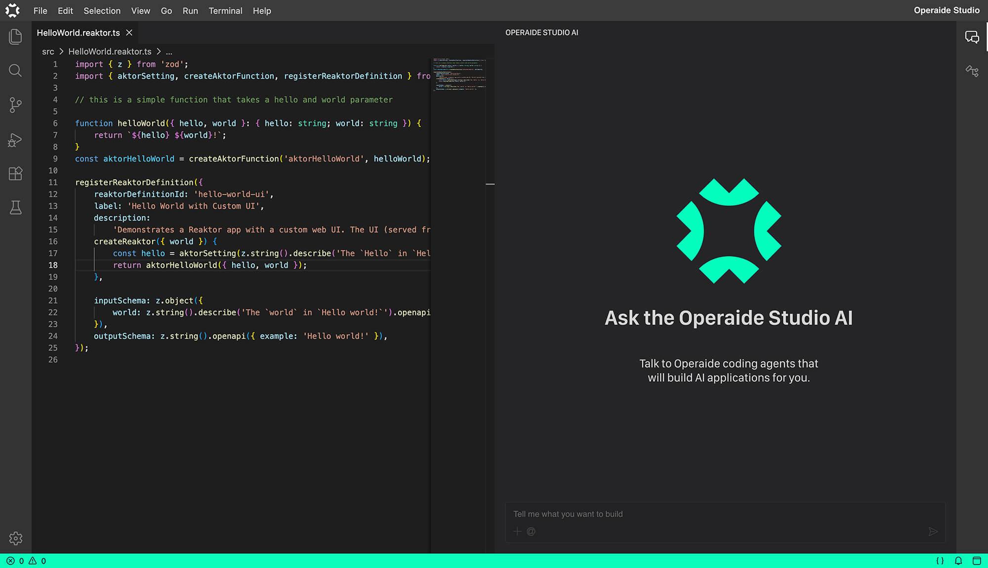 Operaide Studio Welcome Page