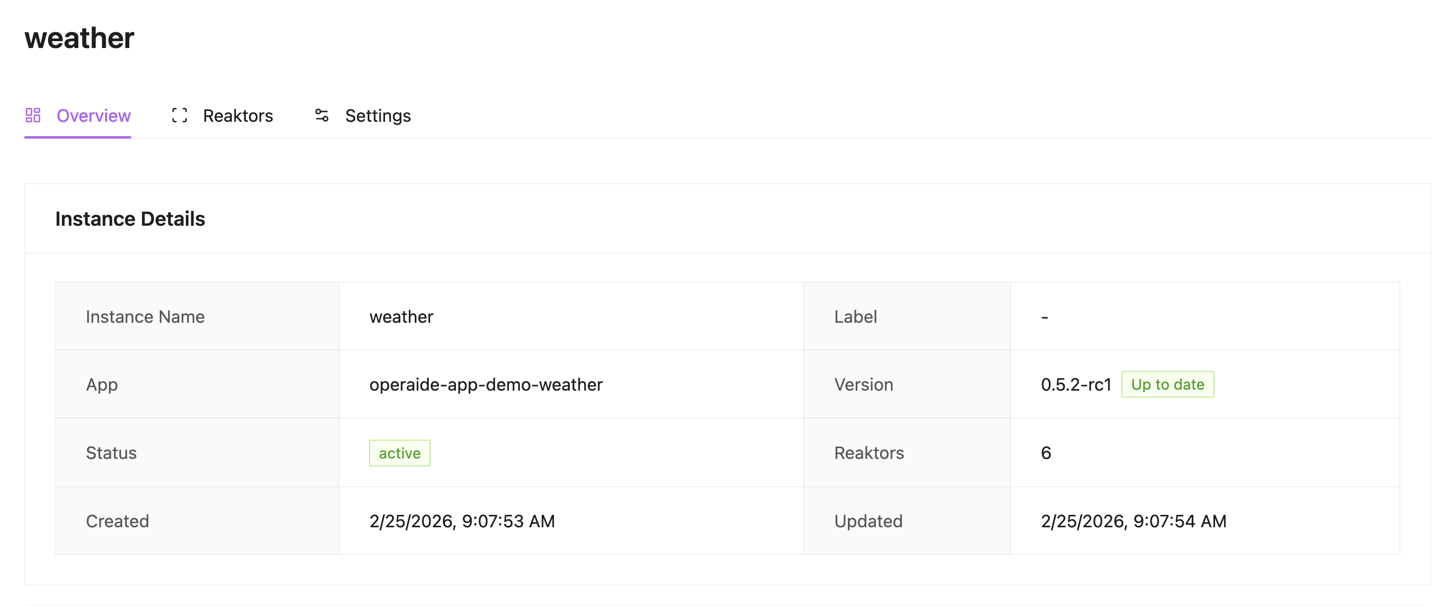 App Instance Detail View