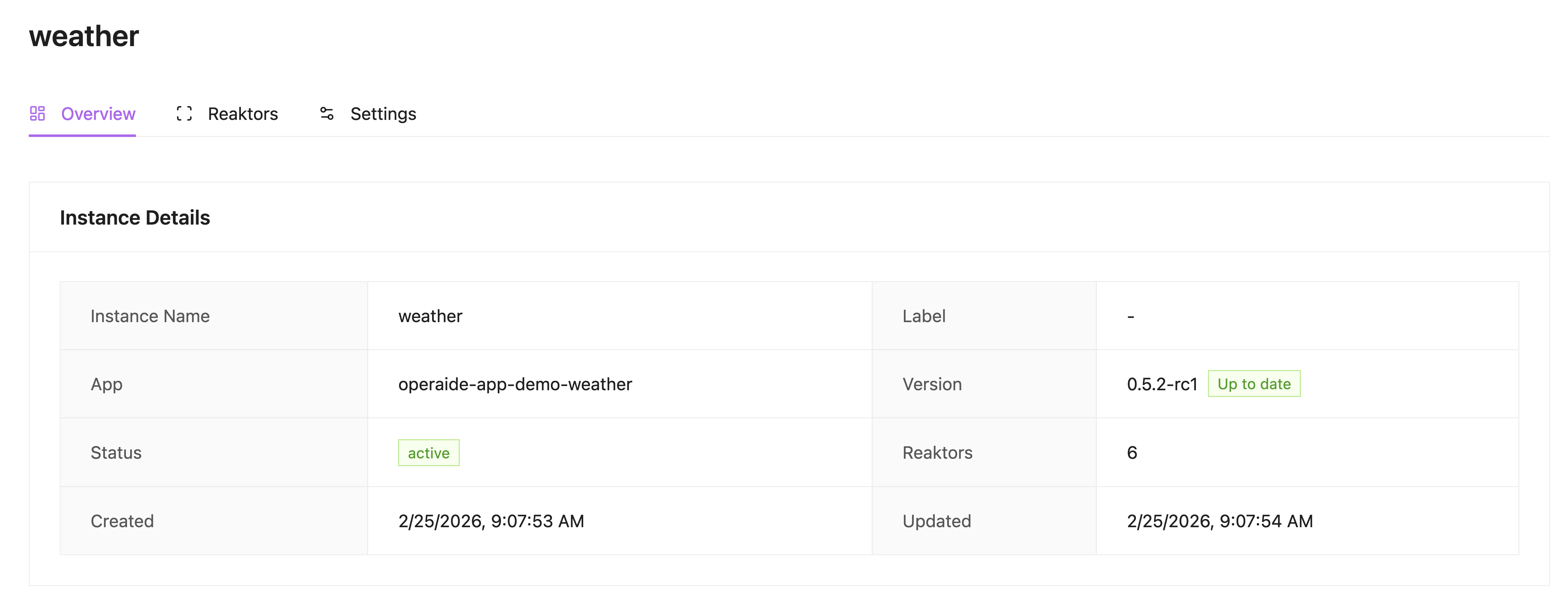 App Instance Detail View