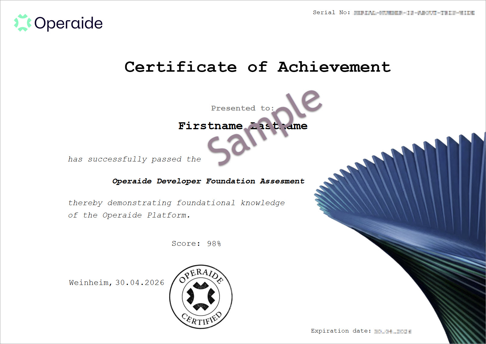 Operaide Foundation Certificate